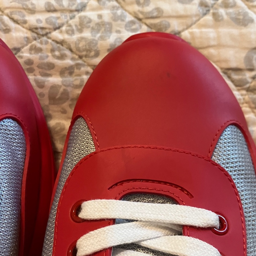 Prada Men's Bold Red and Gray Sneakers - Picture 3 of 8
